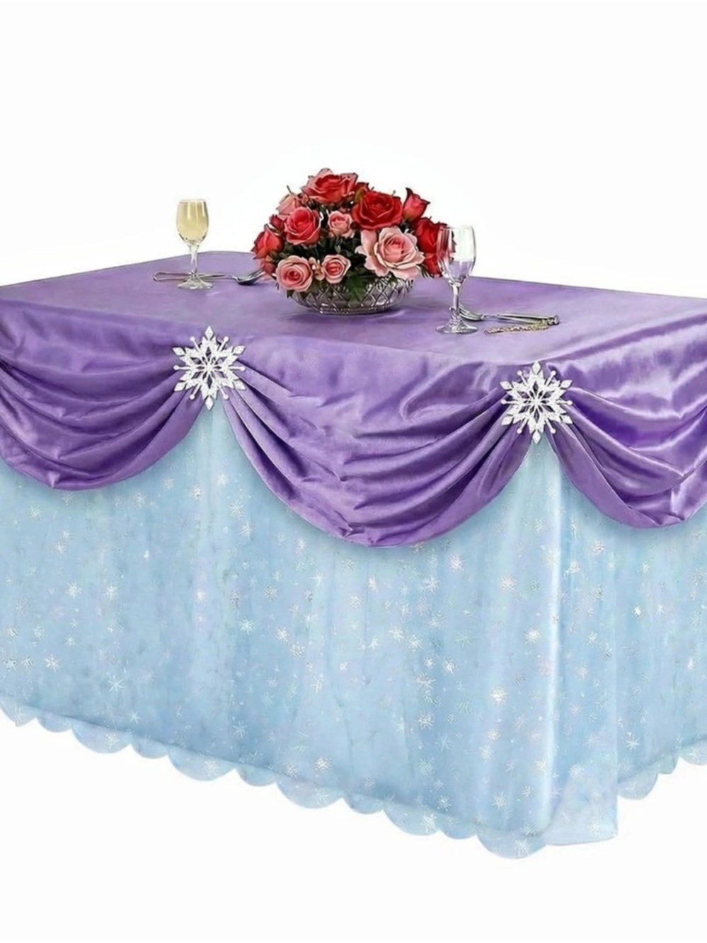 Snowflake Tablecloth & Skirt in Blue & Purple